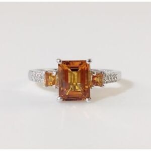 Citrine 2.2 Carats and Topaz Ring Size 9